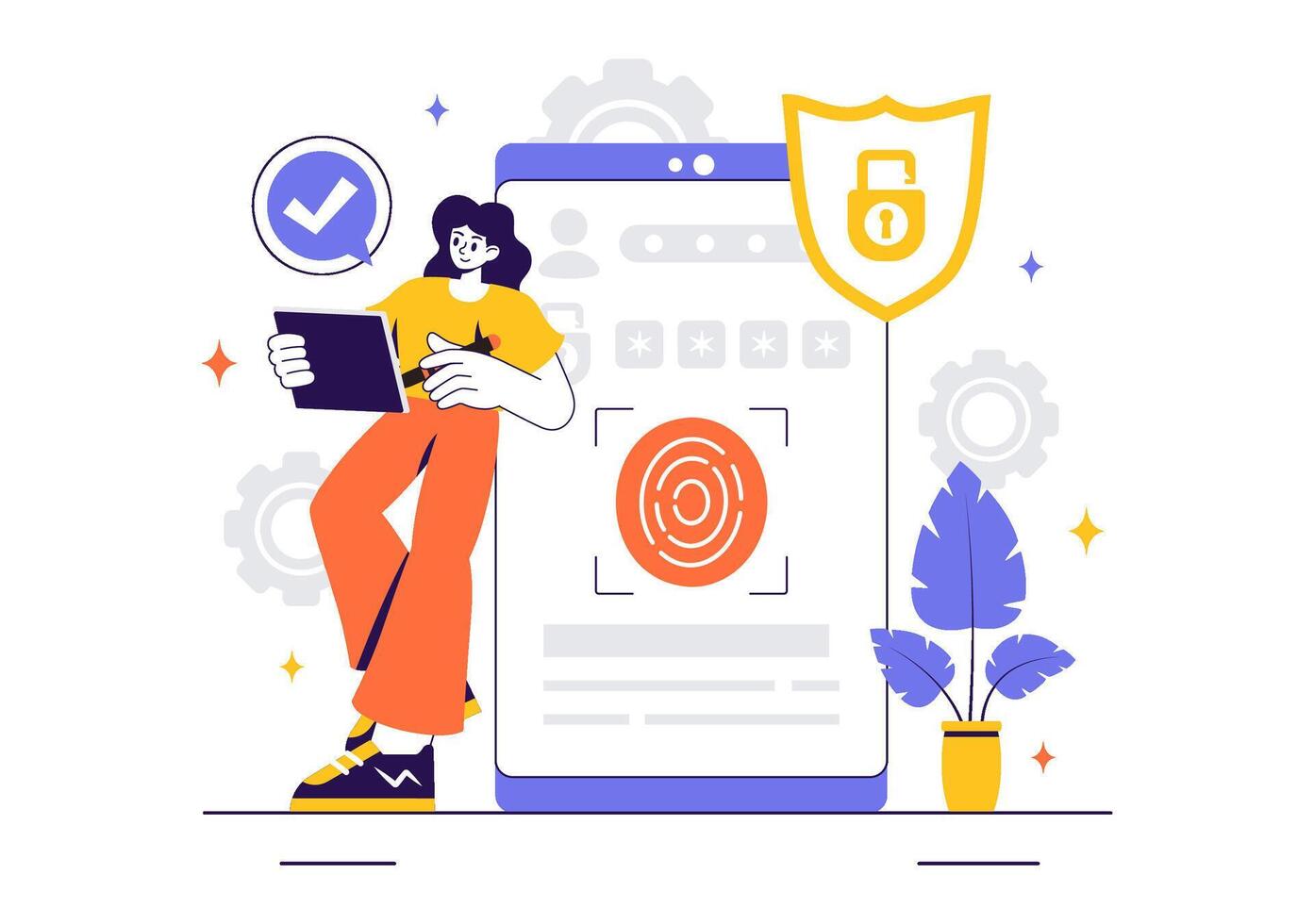 Identity Document Illustration Featuring Photo, Data, and Secure Recognition Technology vector