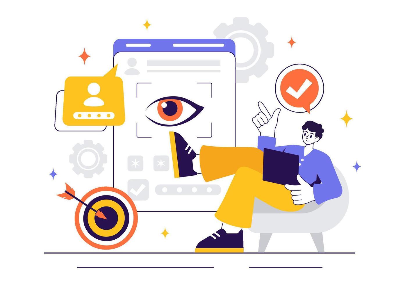Illustration of an Identification Card in a Face Recognition System for Secure Access vector