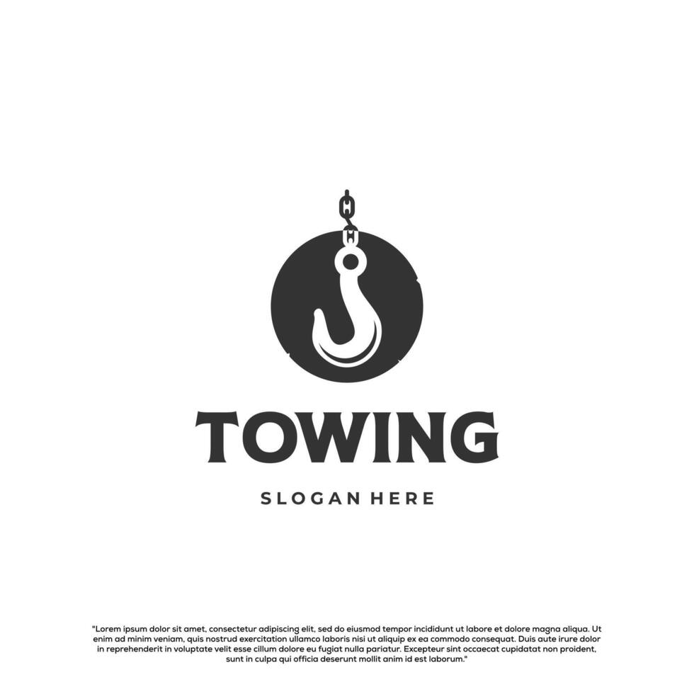 Towing Truck Service Logo Towing Hook In The Circle Shape Logo vector