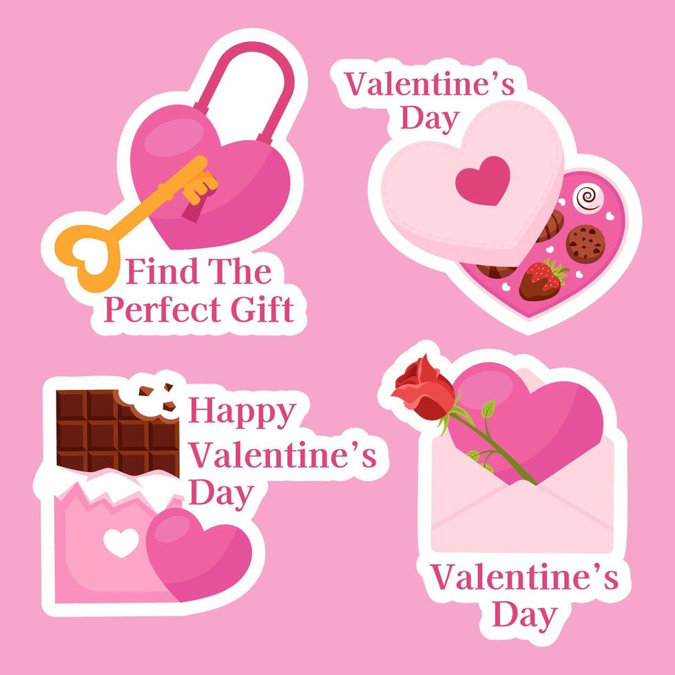 Valentine's Day Cartoon Style Social Media Label with Hand-Drawn Elements vector