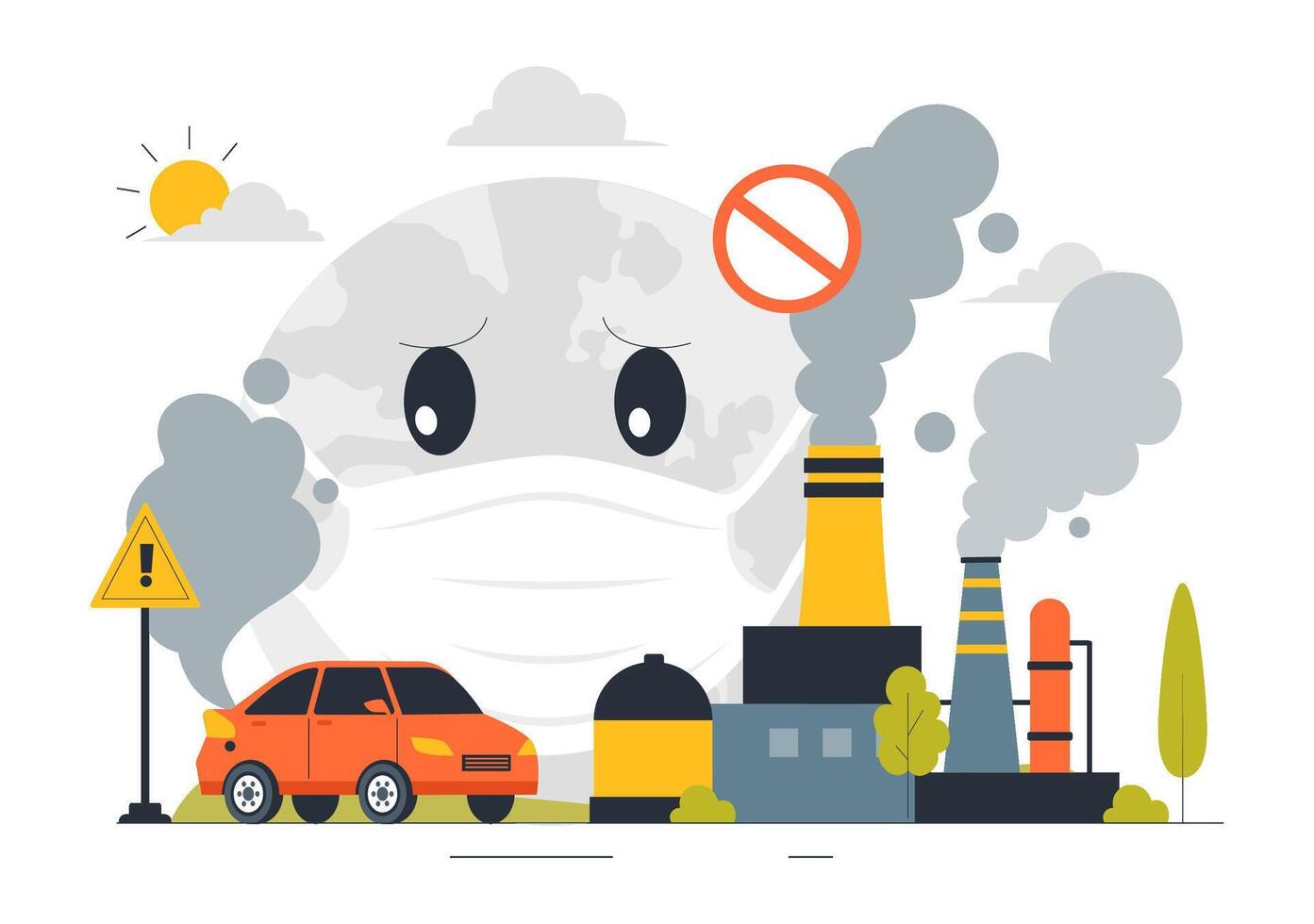 Global Warming and Industrial Air Pollution Design vector