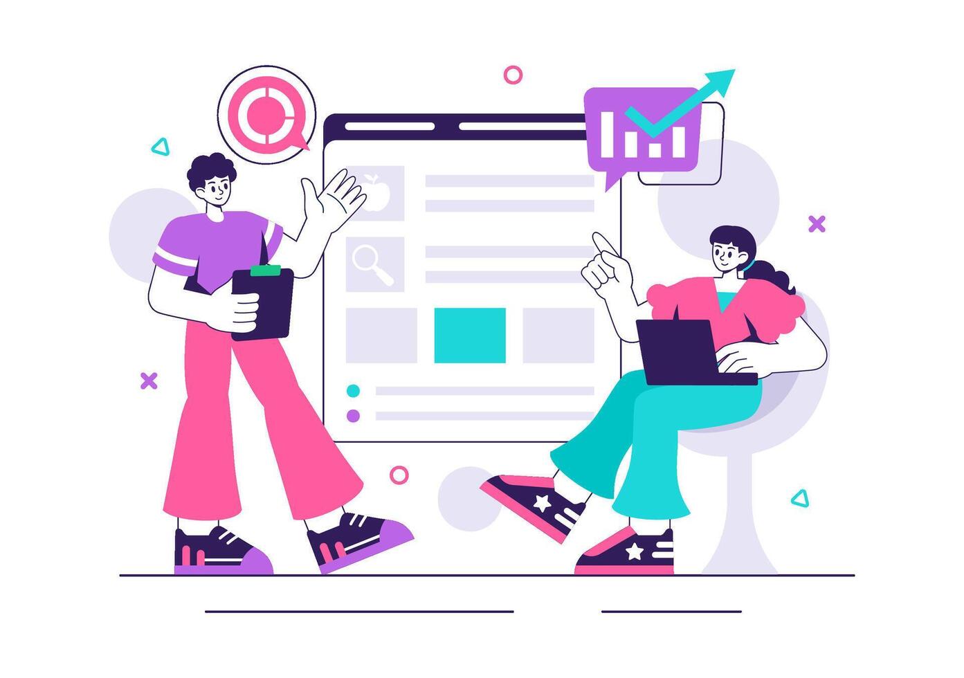 Learning for Career Growth Illustration with Real-Life Applications in a Flat Style vector