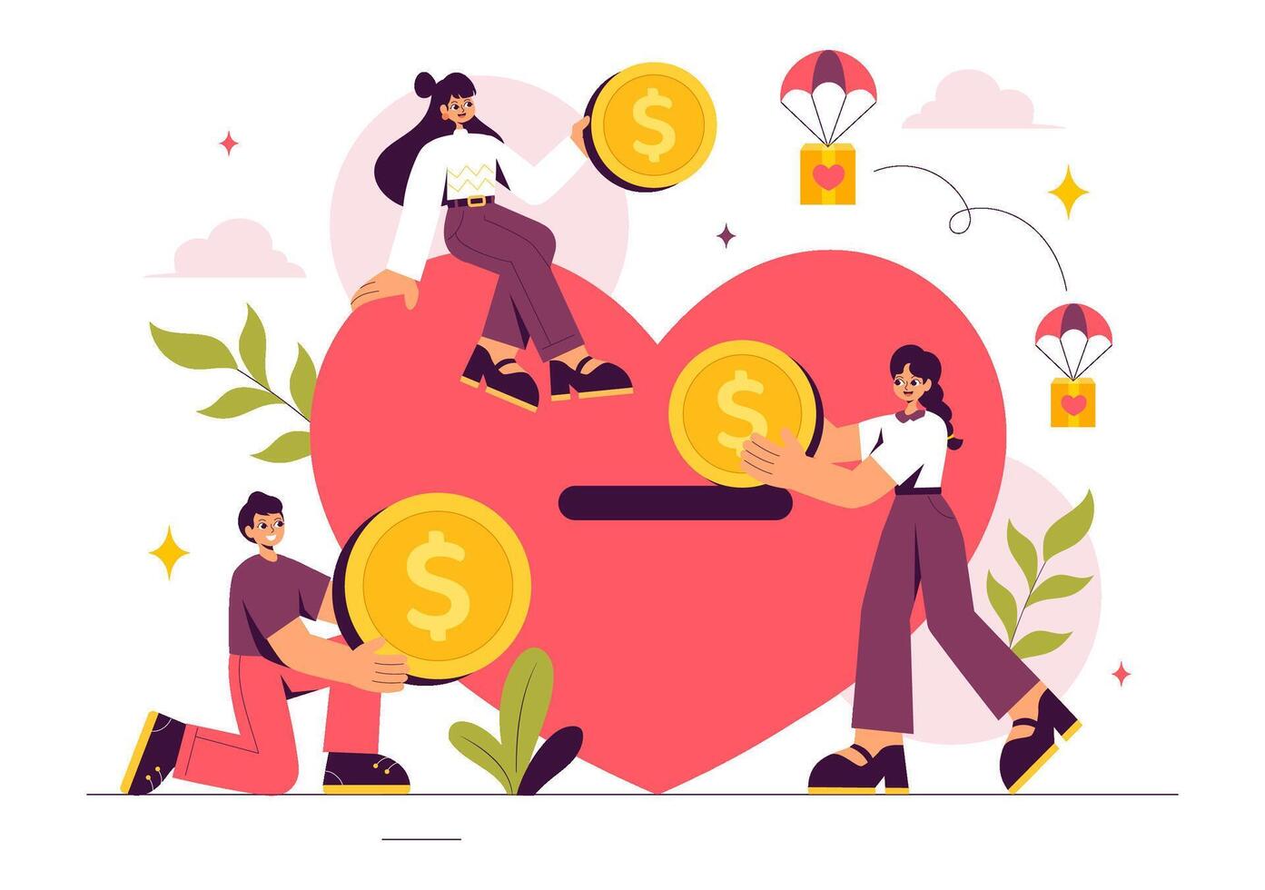 Donation and Fundraiser Design with Themes of Charity and Humanitarian Assistance vector