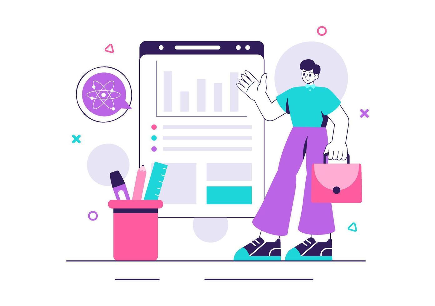 Career Path Education Illustration Featuring Real-Experience Learning in Flat Cartoon Design vector