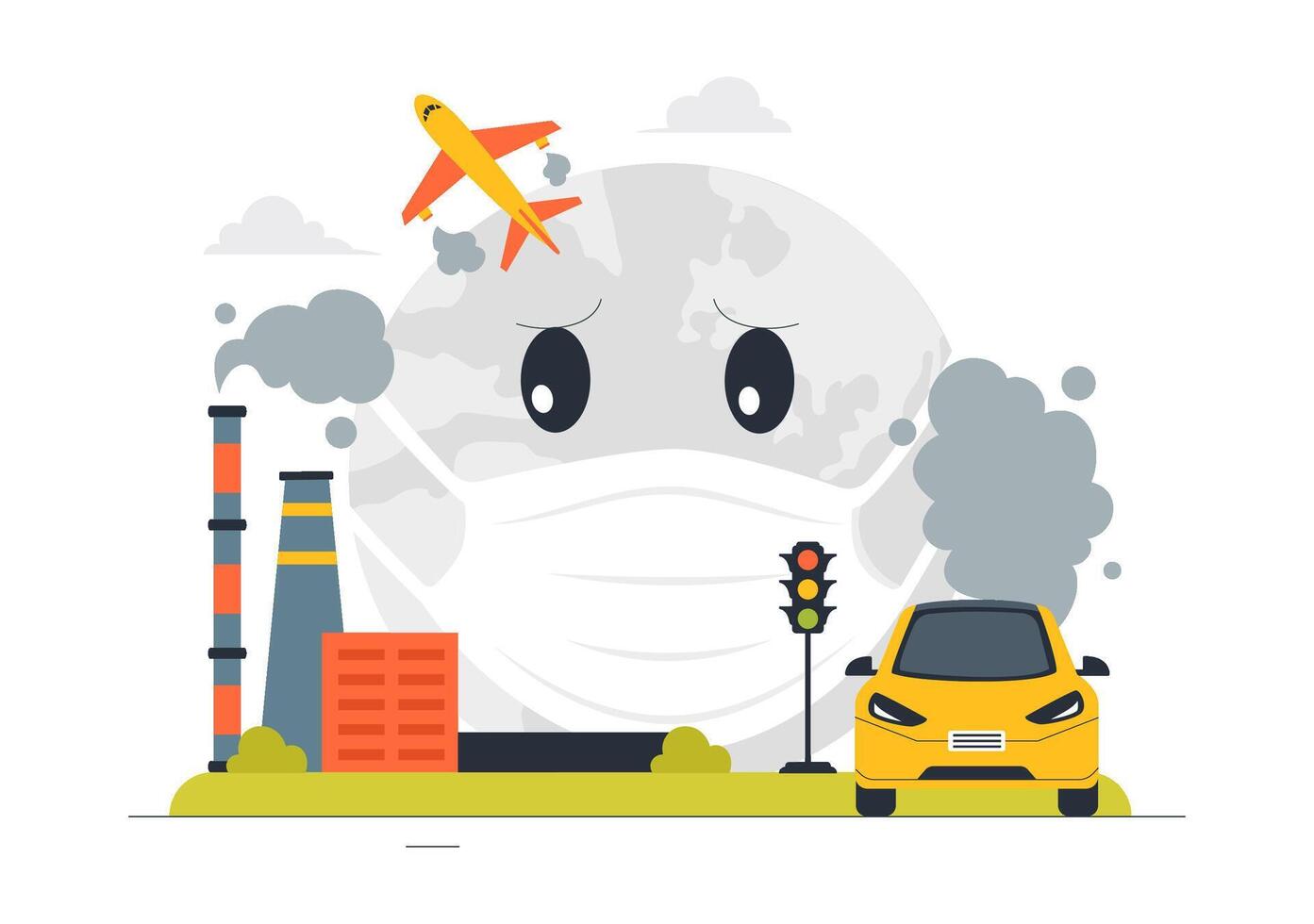 Air Pollution and Carbon Dioxide Emissions Concept in Art vector