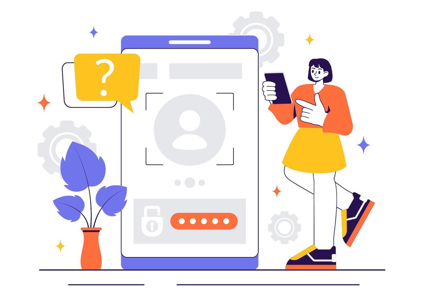 Flat Style Identity Card Illustration with Photo, Name, and Verification Details vector