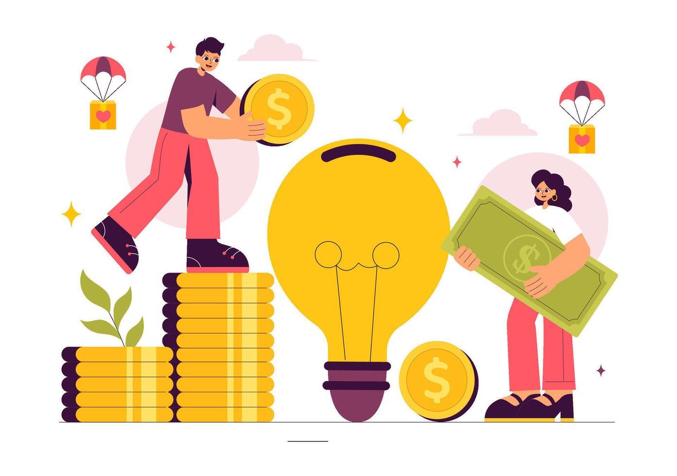 Flat Style Fundraising Illustration Representing Charity, Humanitarian Aid, and Generosity vector