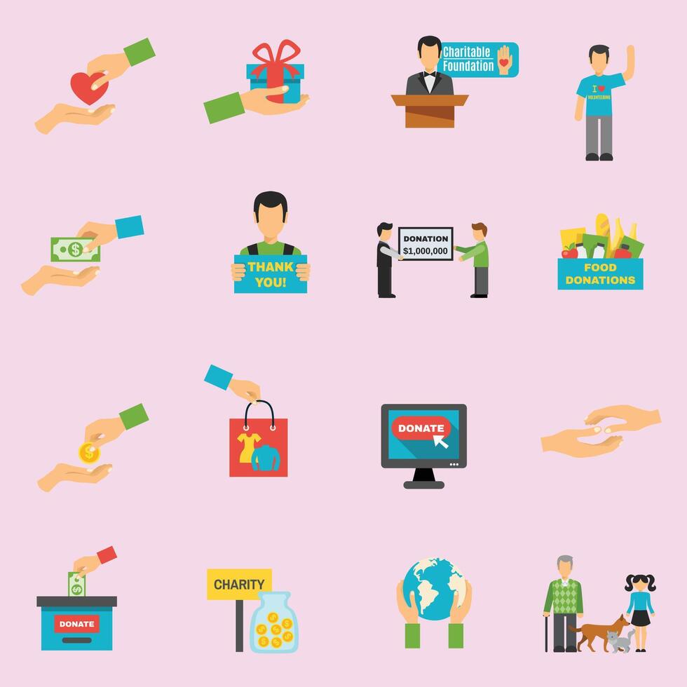 New Online crowdfunding alternative finance crowdsourcing money raising for projects via internet flat icons symbols collection vector