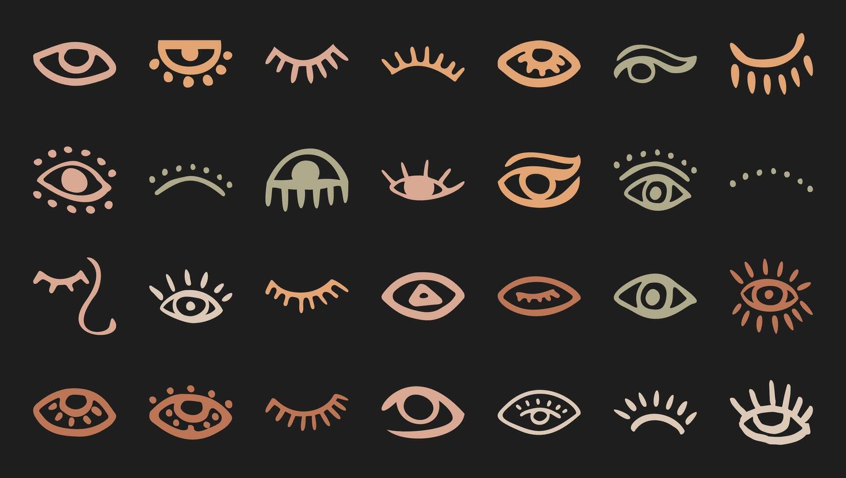 Modern boho random eye and nose shape collection, flat liquid minimal eyebrow element set, trendy geometric irregular eyeball silhouette design, cute organic form graphic, doodle abstract symbol art, vector