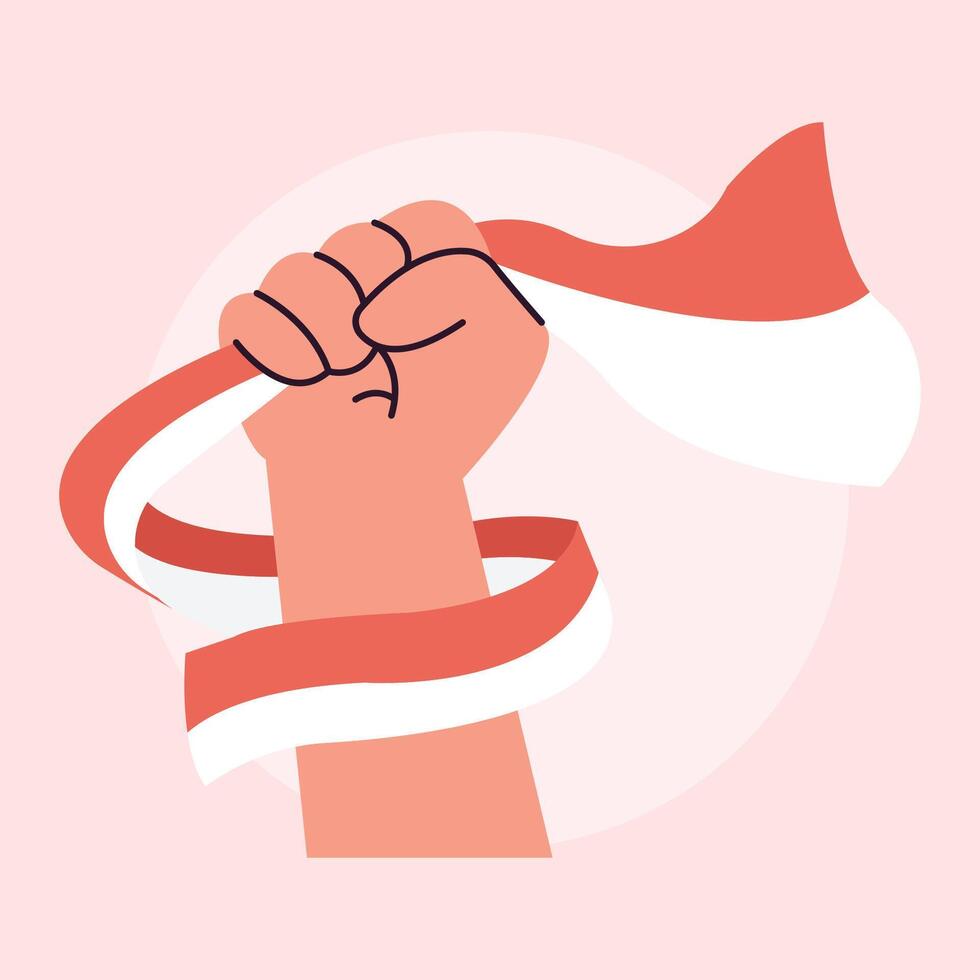 hand get flag celebrate independent of indonesia illustration vector