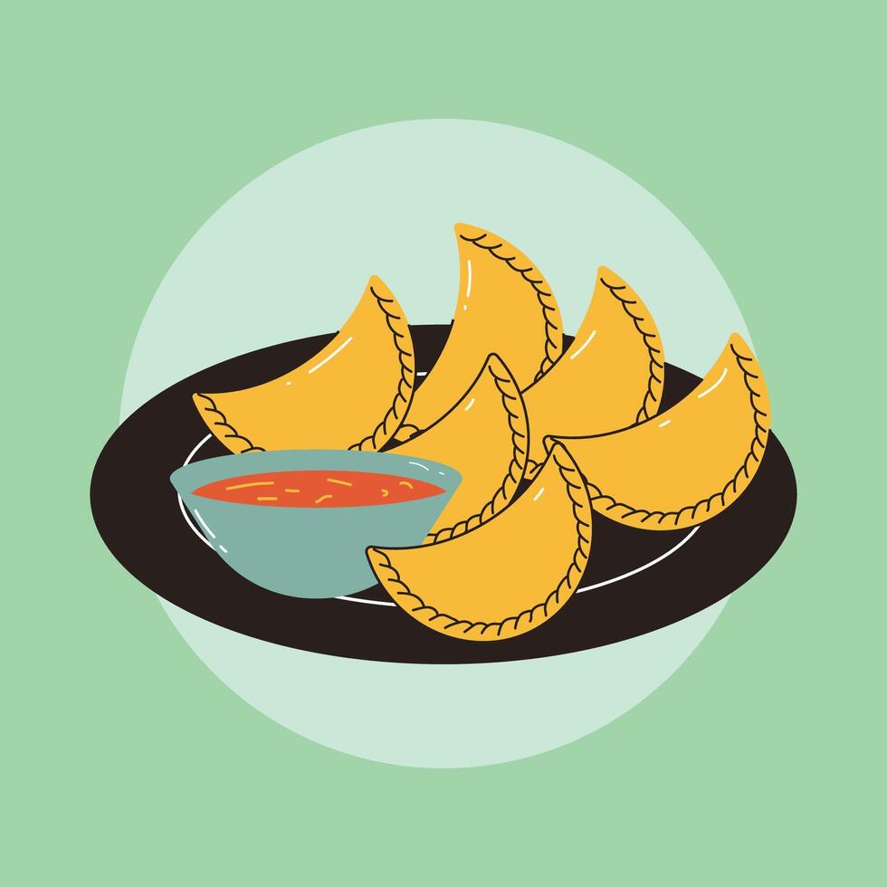 pastel and sauce local food dish indonesian illustration vector
