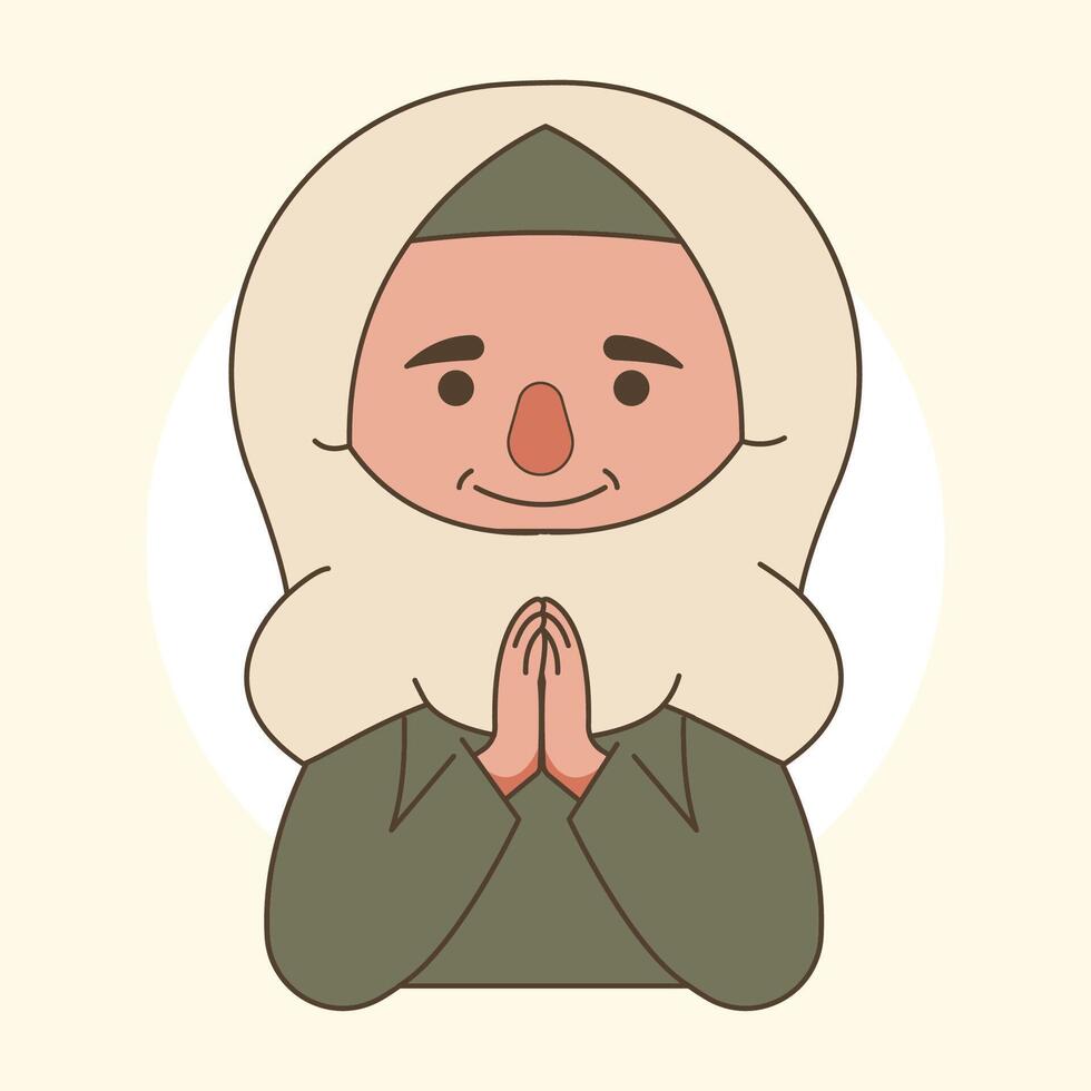 cute girl element ramadhan illustration vector