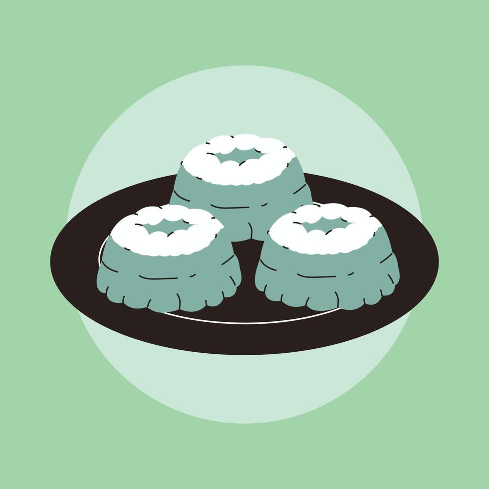 green cake local food dish indonesian illustration vector