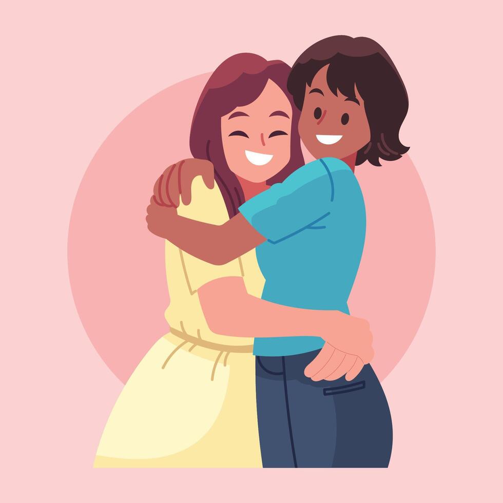 people girl couple illustration vector