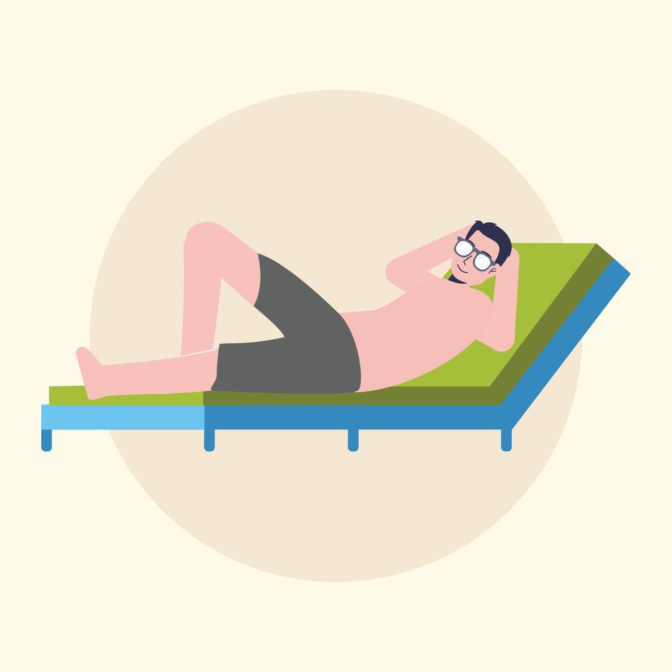 man people sitting on the beach holiday illustration vector