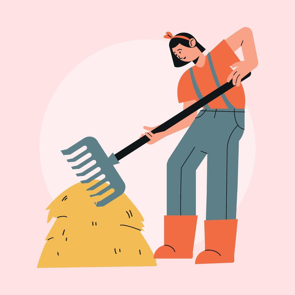 branch grain people farmer illustration vector