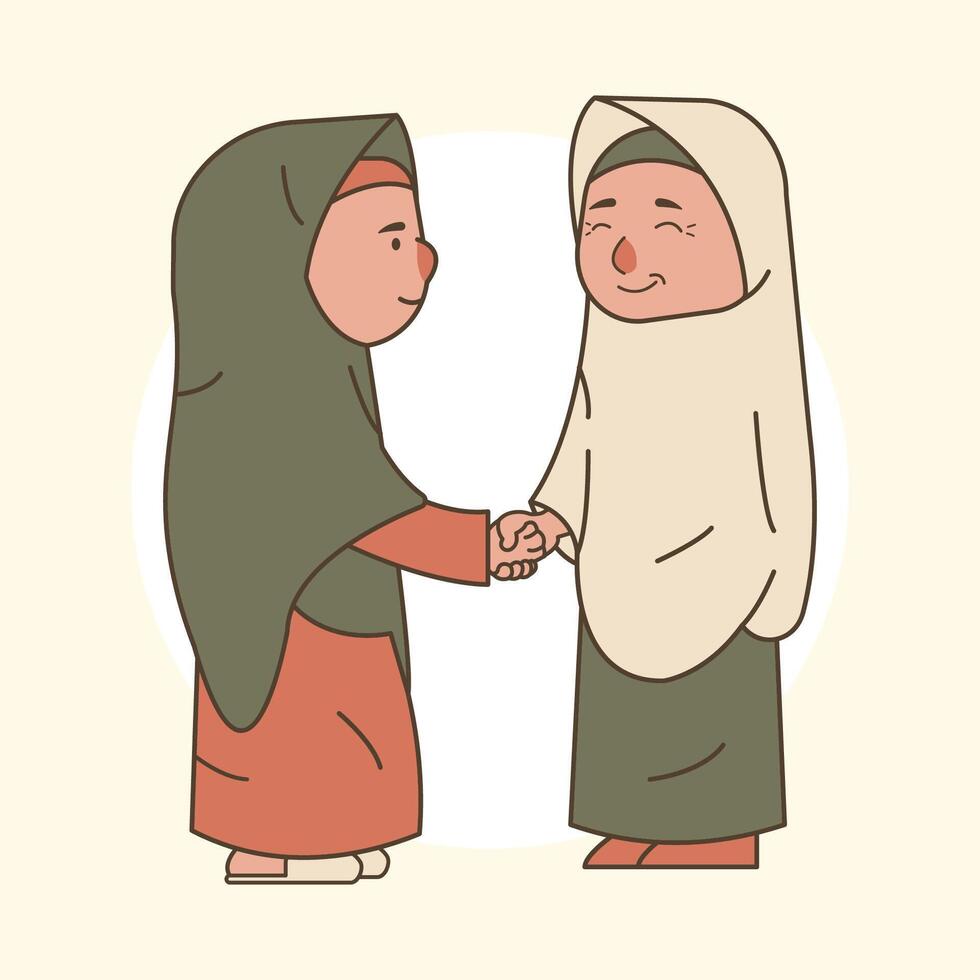 girl salaam element ramadhan illustration vector