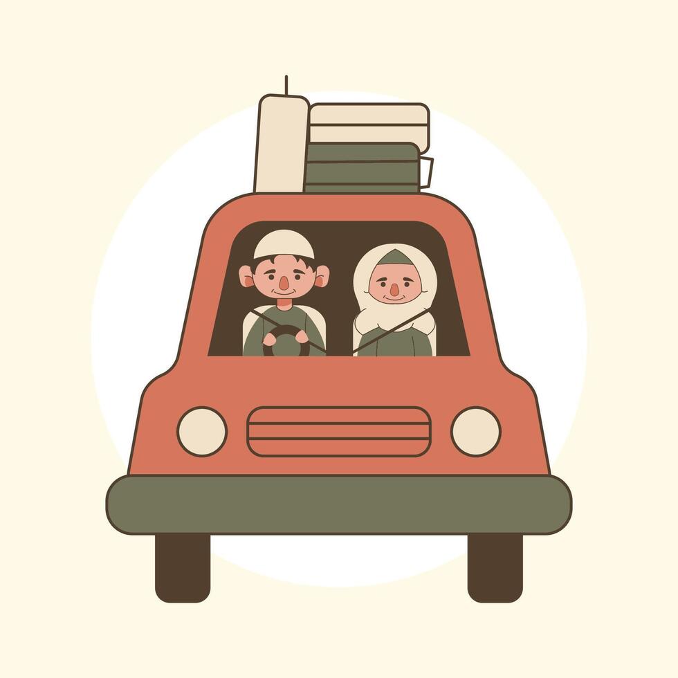 going home ramadhan eid al fitr element illustration vector