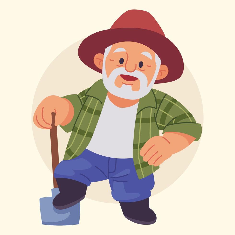 white granfather older farmer illustration vector