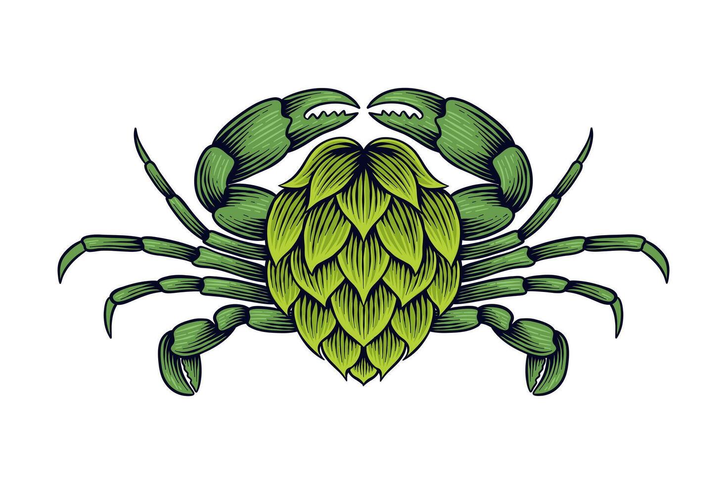 colored illustration of hops resembling crabs vector