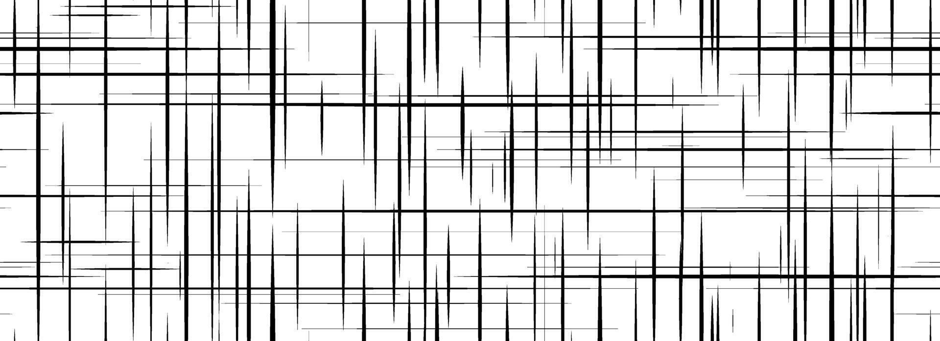 Black cross hatch seamless texture. Repeating straight scratch line pattern surface. Rough sackcloth fabric background. Crosshatch linen canvas burlap overlay wallpaper. Textile fabric backdrop vector