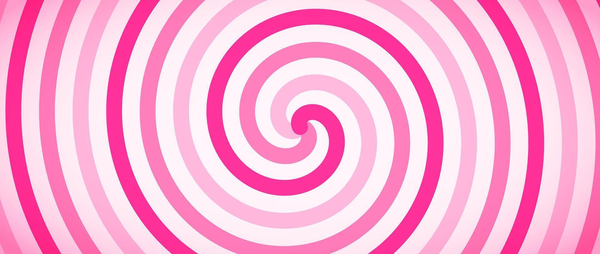 Candy color spiral background. Pink rotating swirl pattern wallpaper. Cute spinning line vortex for banner, poster, flyer, booklet. Sweet cartoon whipped cream concept. Ice creamy backdrop vector