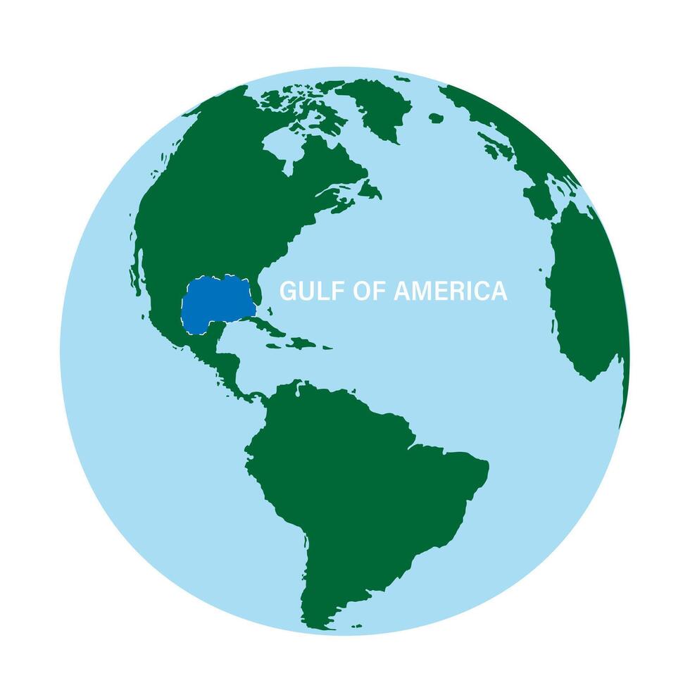 Planet Earth with Gulf of Mexico. The Gulf of Mexico may be renamed The Gulf of America vector