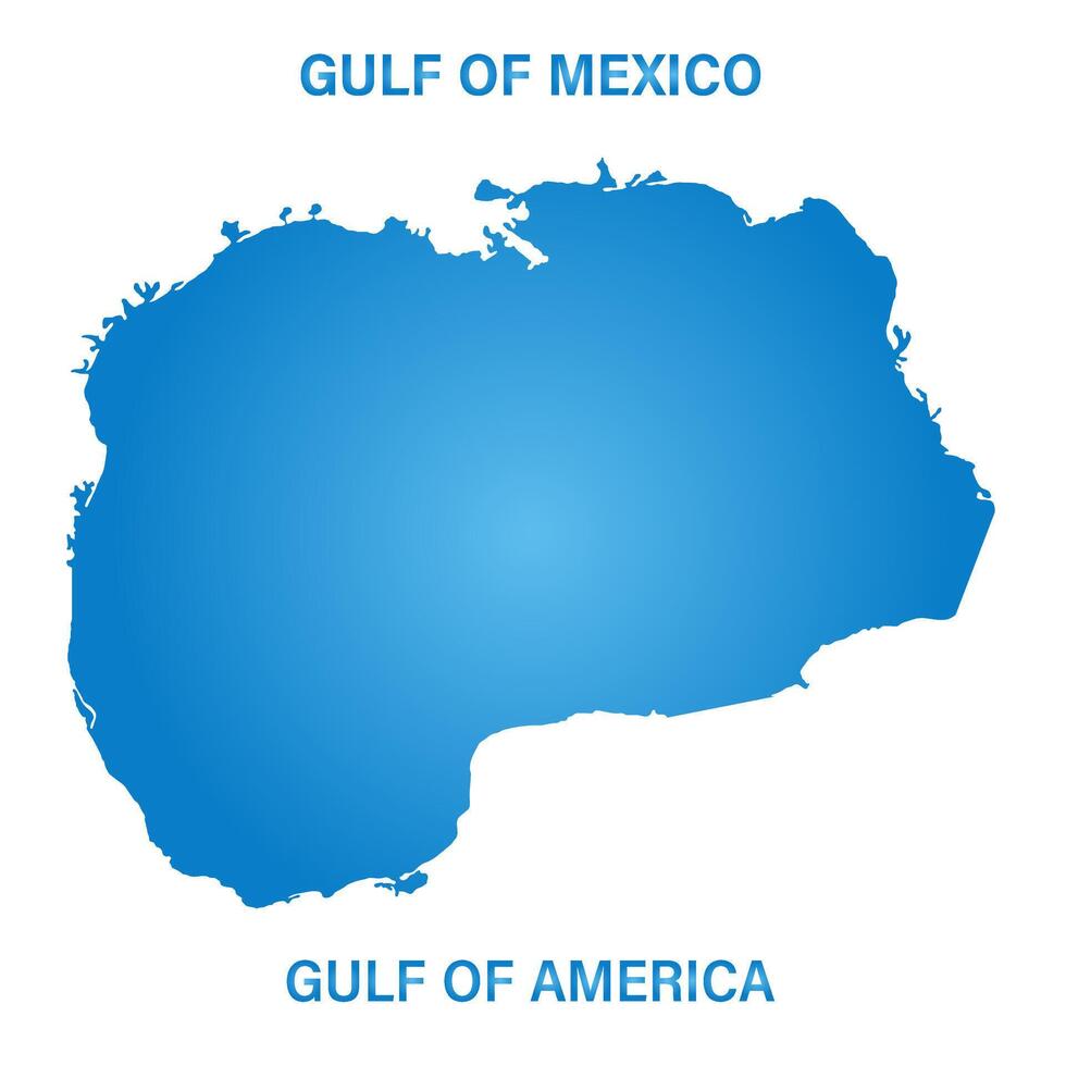 Gulf of America map in blue color. The Gulf of Mexico may be renamed The Gulf of America vector