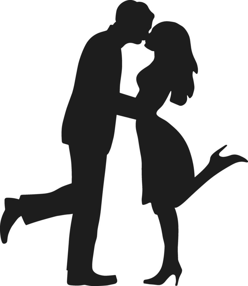 Romantic Couple Kissing Silhouette - Valentine's Day Illustration vector