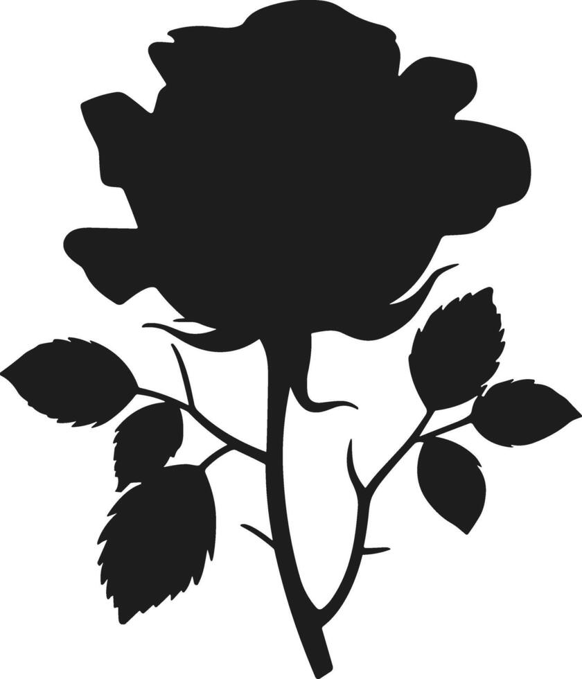 Classic Rose Silhouette Illustration with Leaves vector