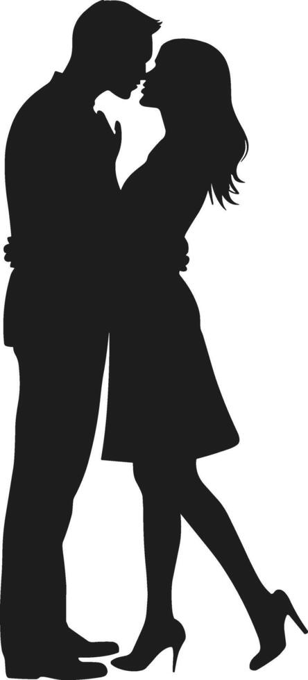 Romantic Couple in an Intimate Pose Silhouette - Valentine's Day Illustration vector