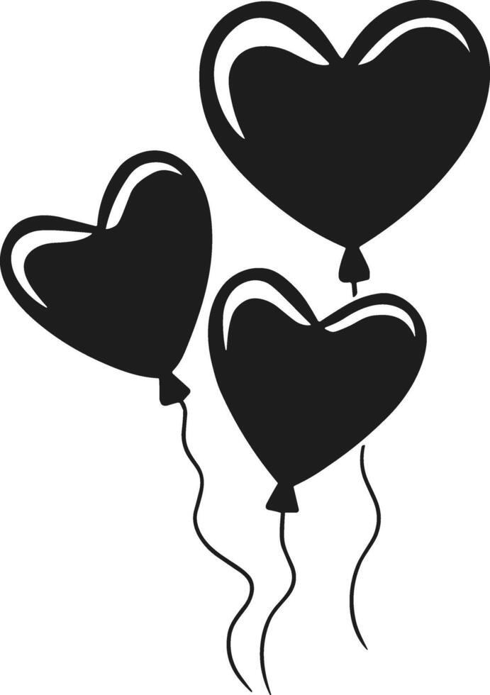 Heart-Shaped Balloon Silhouette for Valentine's Day Designs vector