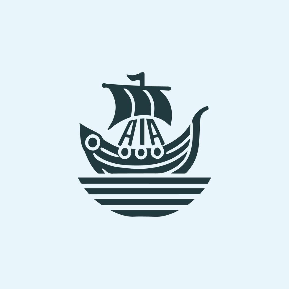 Drakkar Ship Logo vector