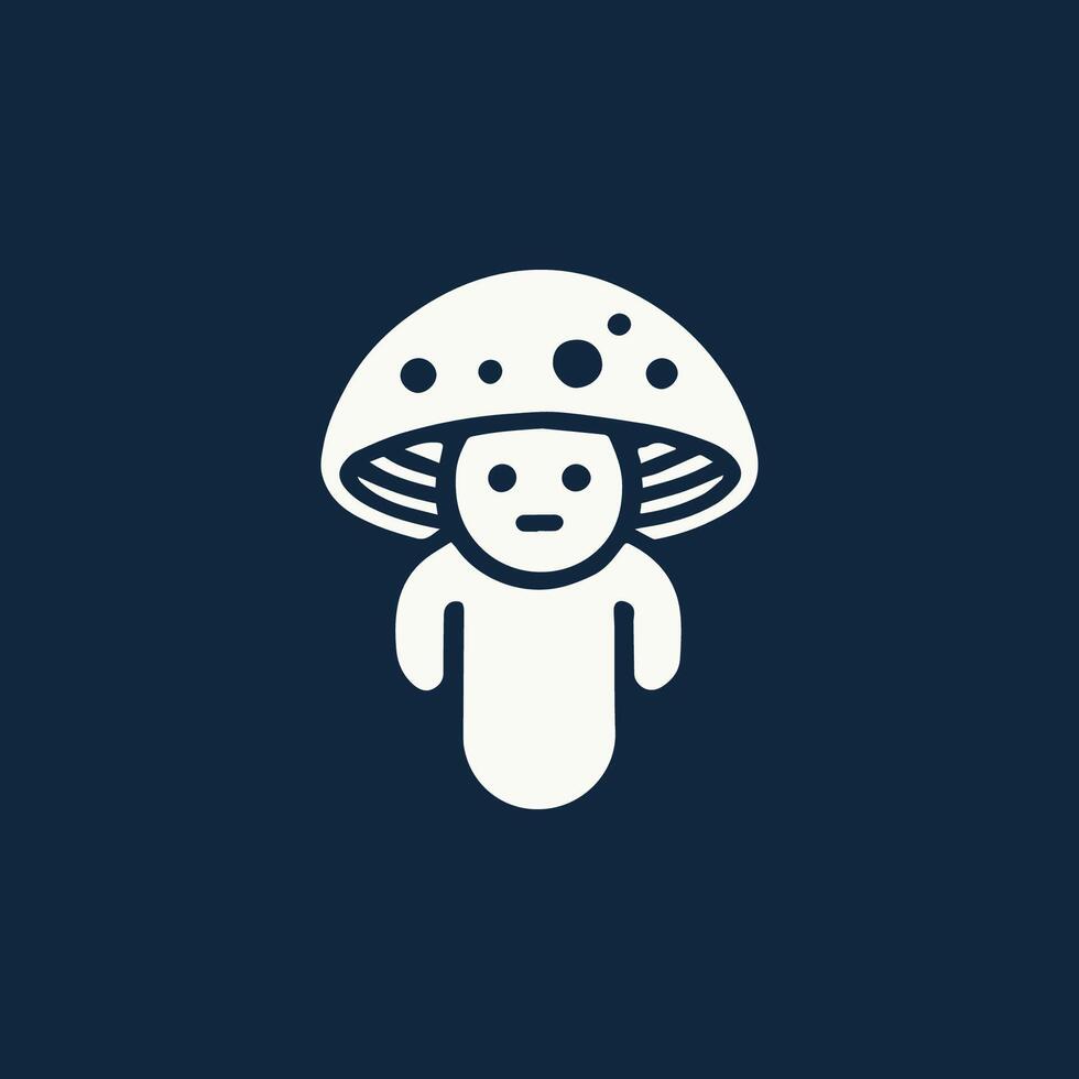 a mushroom logo with a person inside vector
