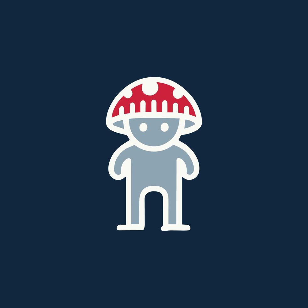 a mushroom logo with a man in a hat vector