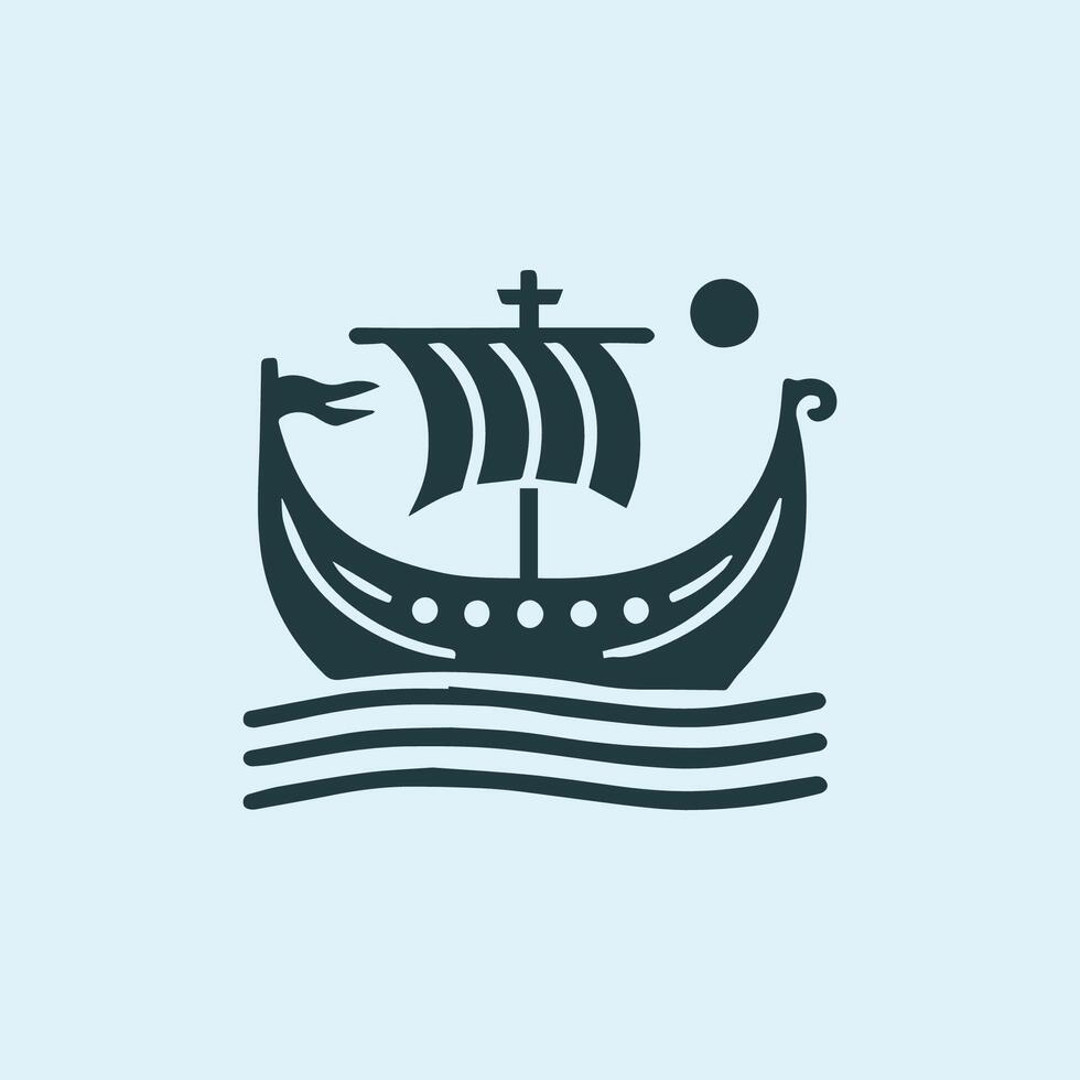 a viking ship in the ocean with a sail vector