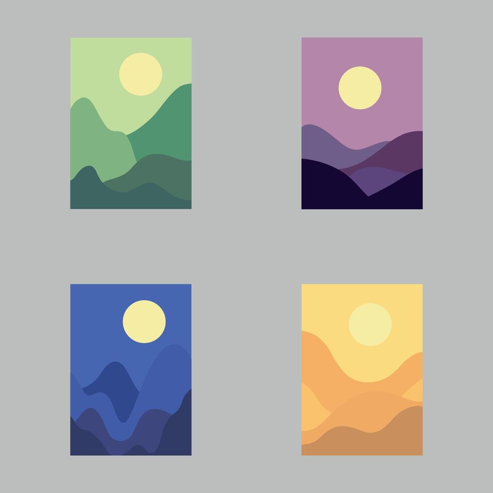 Set of abstract landscape illustration vector
