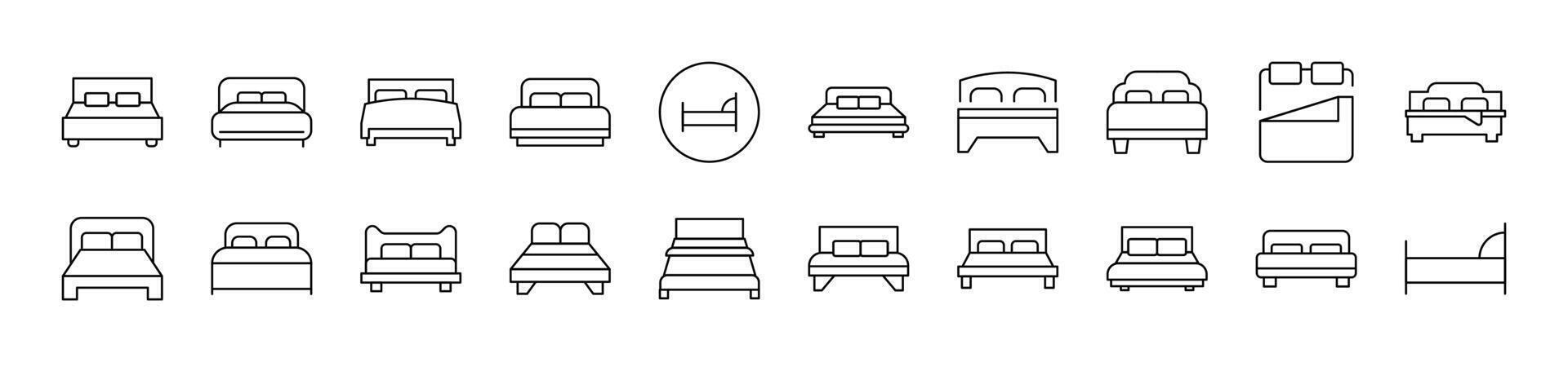 Bed Pack of Thin Icons. Editable Stroke. Suitable for Web Sites, Books, Cards, Apps vector