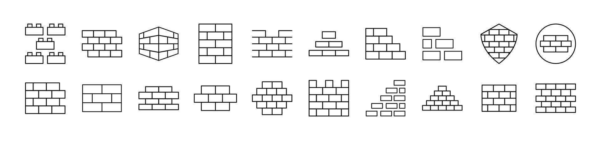Brick Wall Simple Icon Collection. Editable Stroke. Perfect for Infographics, Articles, Books, Flyers, Banners vector