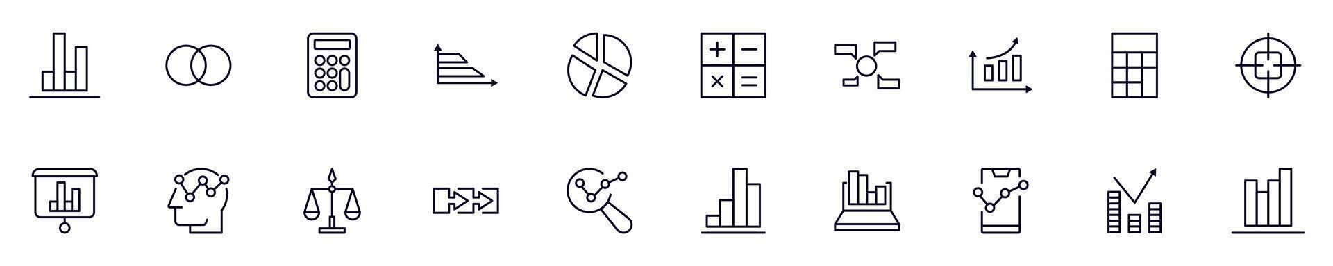 Business and analytics web outline symbols collection for stores, shops, banners, design vector