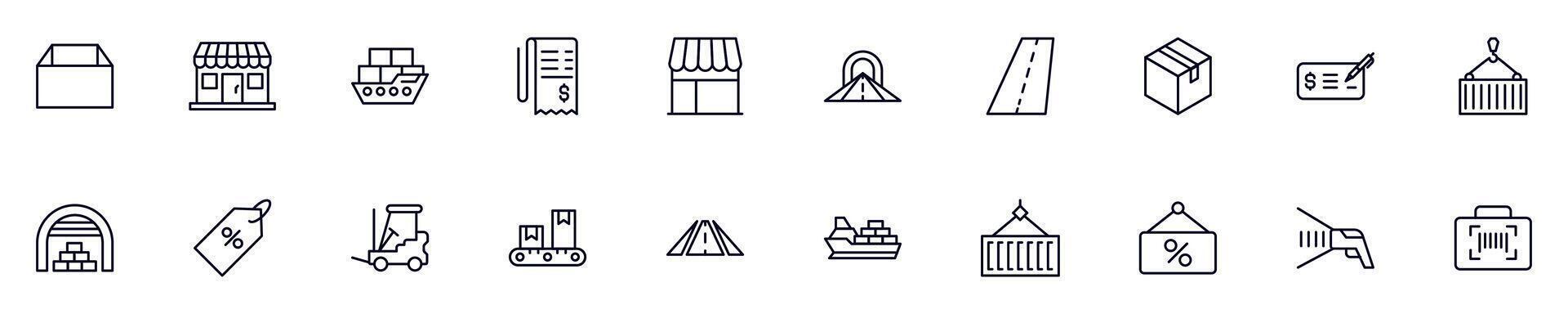 Commerce linear symbols bundle.Collection for web sites, newspapers, apps, infographics vector