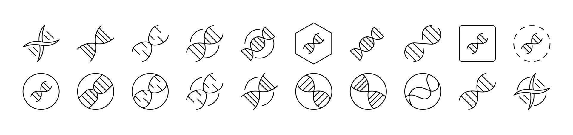DNA Bundle of Thin Icons. Editable Stroke. Suitable for Web Sites, Books, Cards, Apps vector