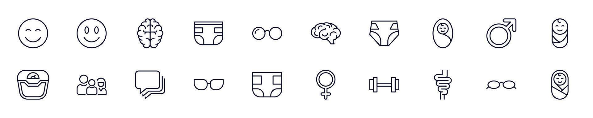 People outline icons drawn with black thin line. Editable stroke. Simple linear illustration that can be used as a design element for apps and websites vector