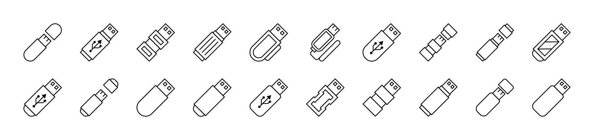 Flash Card or Memory Card Outline Simple Linear Image Collection. Editable Stroke. Suitable for Web Sites, Books, Cards, Apps vector