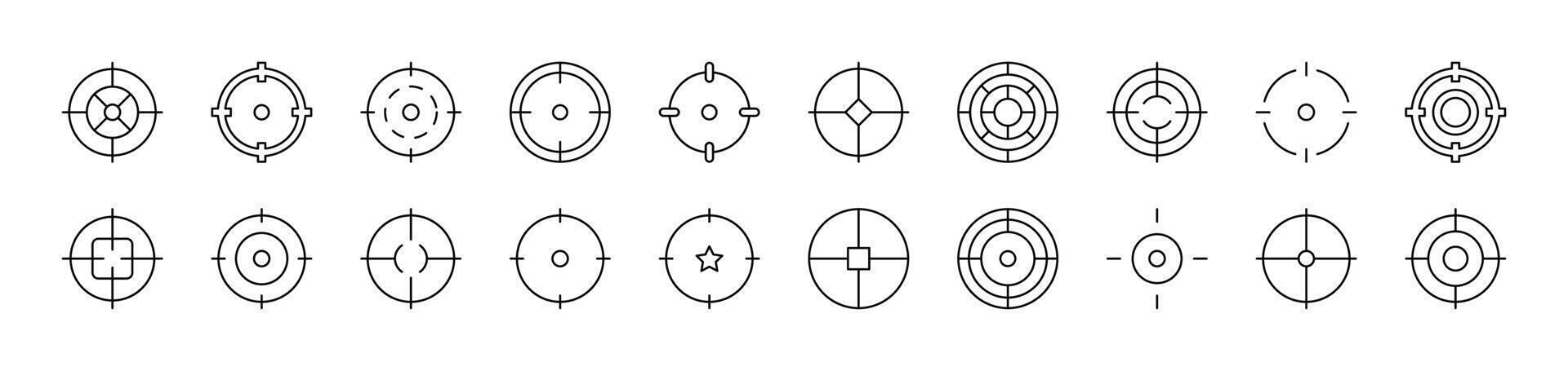 Target Thin Icons Collection. Editable Stroke. Suitable for Web Sites, Books, Cards, Apps vector
