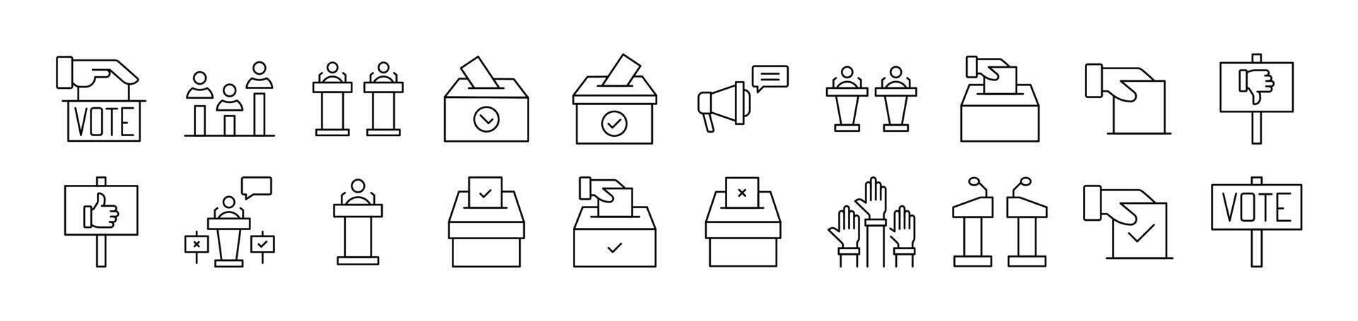 Election Outline Symbols Drawn with Thin Line for apps, web sites, banners, infographics and other types of design vector