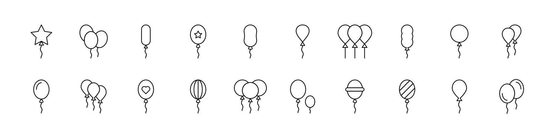 Holiday Ballon Bundle of Thin Icons. Editable Stroke. Suitable for Web Sites, Books, Cards, Apps vector