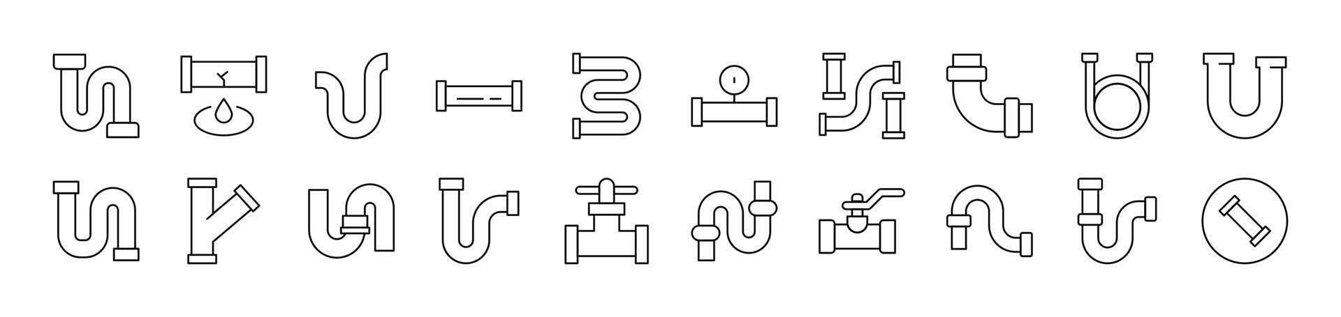 Pipe Set of Thin Icons. Editable Stroke. Suitable for Web Sites, Books, Cards, Apps vector