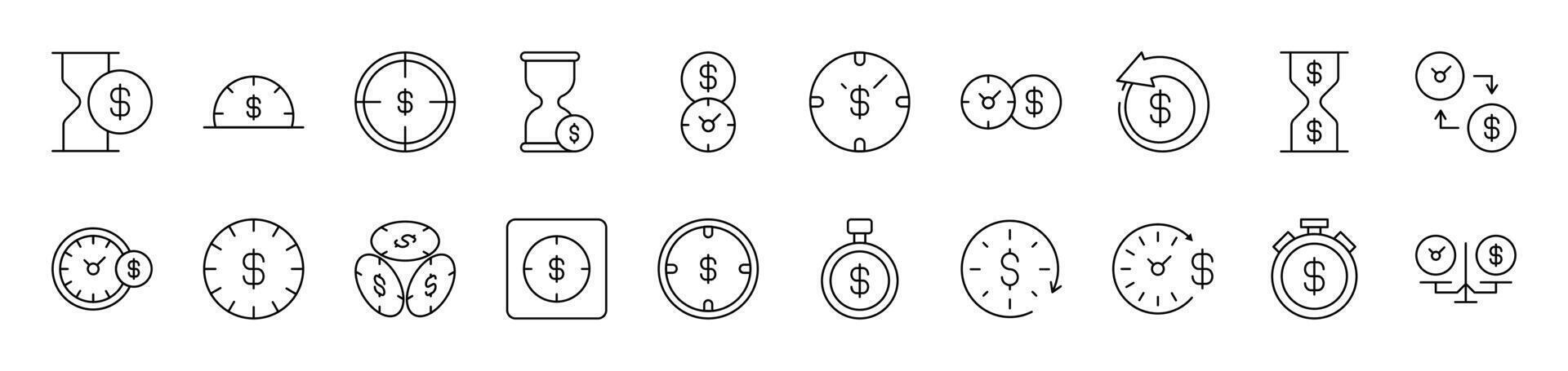 Dollar and Money Line Icon Collection. Editable Stroke. Perfect for Infographics, Articles, Books, Flyers, Banners vector