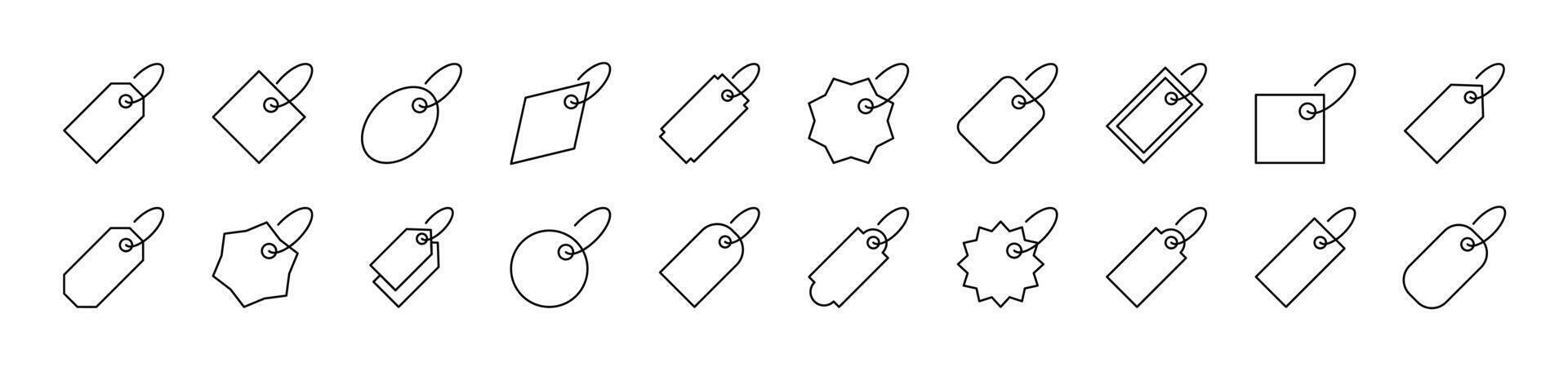Label Line Icon Bundle. Editable Stroke. Minimalistic Linear Pictogram for Design of Cards, Apps, Banners, Posts vector
